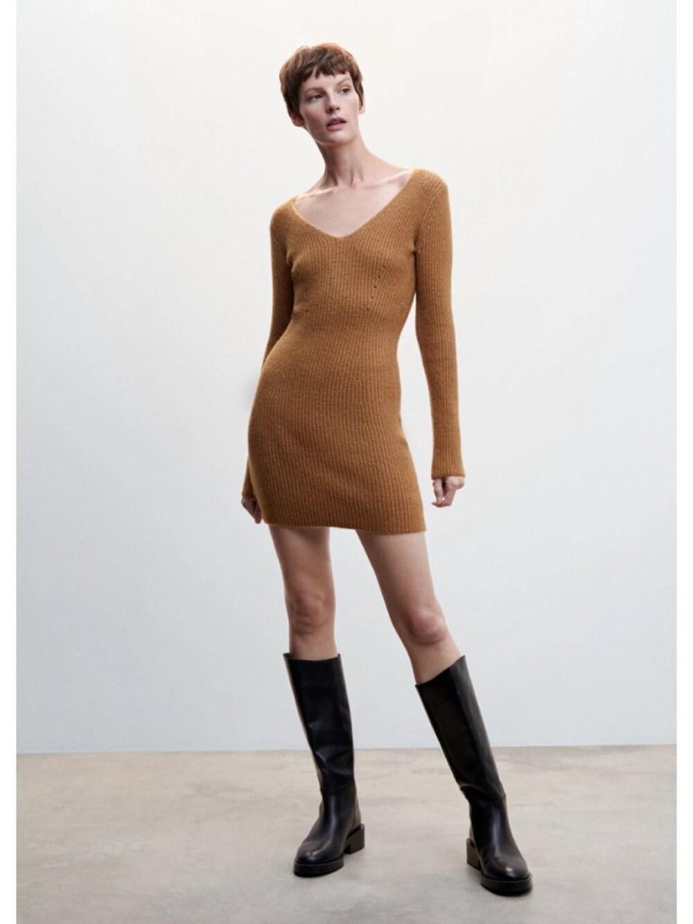 🆕 MNG | Mango Knit Sweater Dress in Camel
